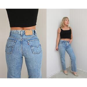 1980's Vintage Levi's 501 Acid Wash Button Fly Jeans Womens XXS XS 27" 28" Waist